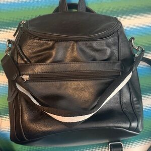Black Backpack Purse with cute black and white small strap